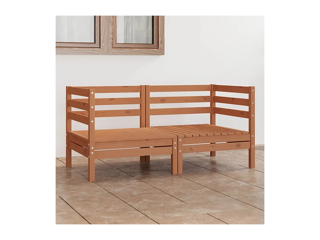 Canapé à 2 places de jardin Marron miel Bois de pin solide REO81554