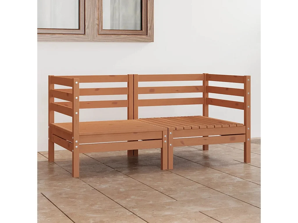 Canapé à 2 places de jardin Marron miel Bois de pin solide REO81554