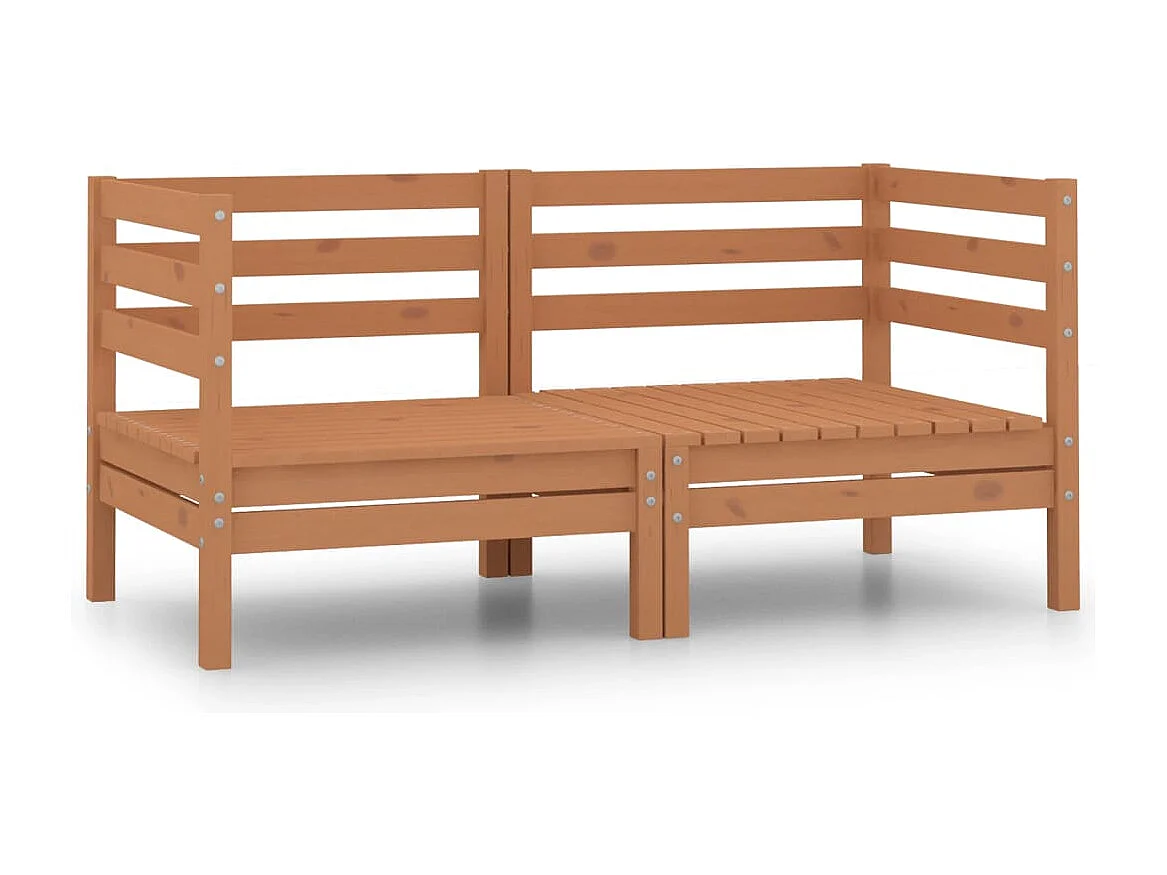 Canapé à 2 places de jardin Marron miel Bois de pin solide REO81554