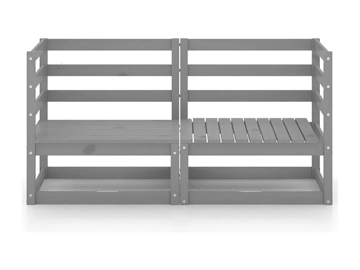 Canapé à 2 places de jardin Gris Bois de pin solide REO81752