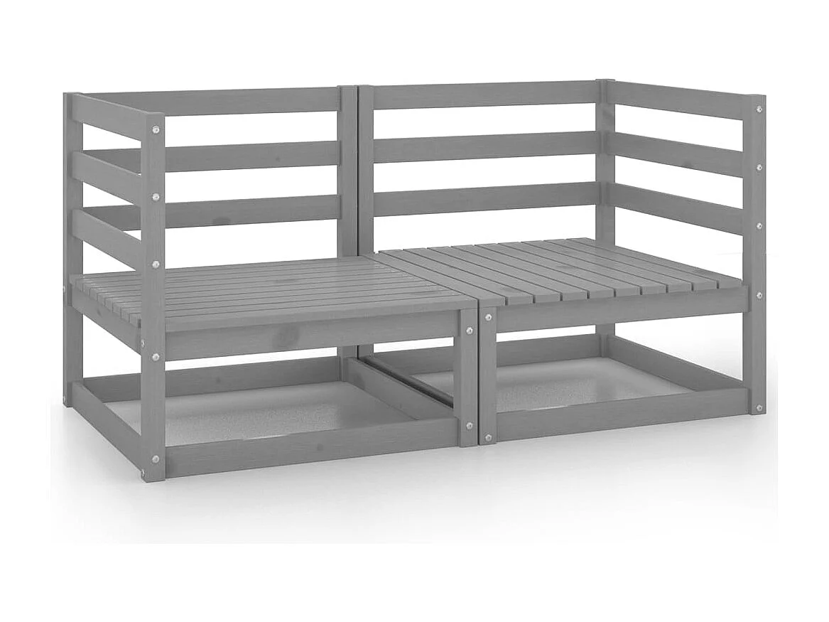 Canapé à 2 places de jardin Gris Bois de pin solide REO81752