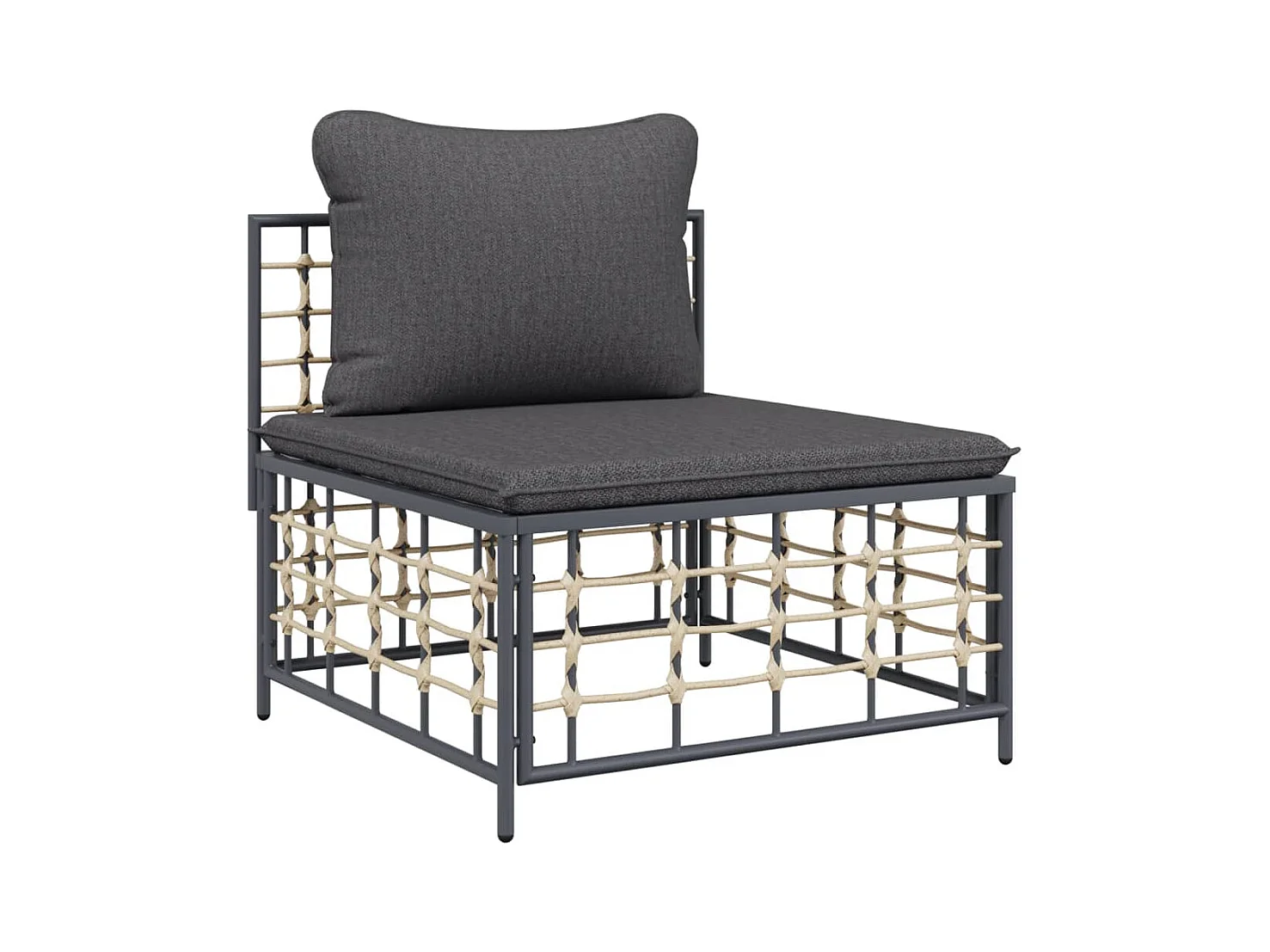 5-tlg. Garten-Sitzgruppe: Sofa + Tisch | Garten-Lounge-Set mit Kissen Anthrazit Poly Rattan -GKD744383