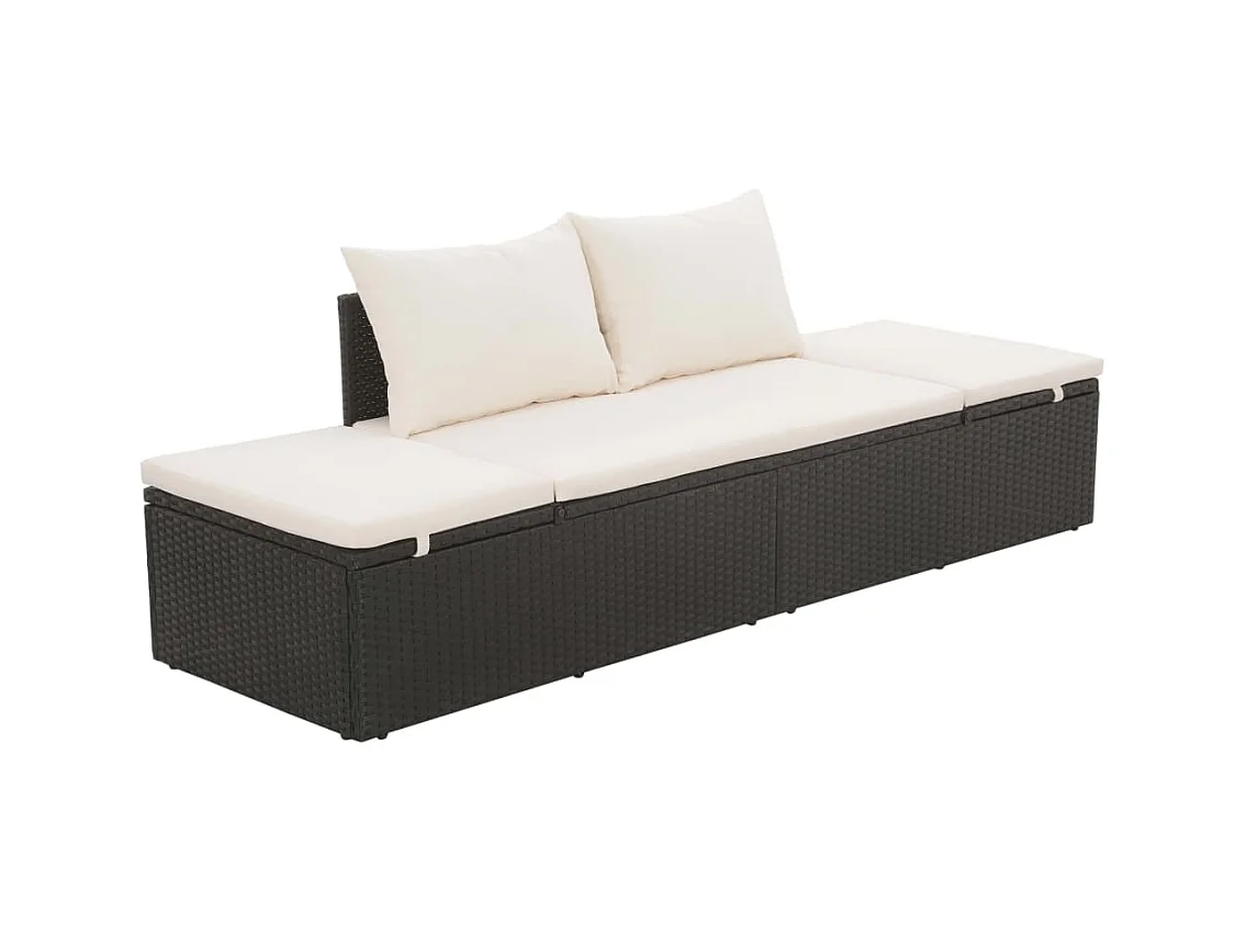 Canapé de jardin Noir 195x60 cm Résine tressée REO58596