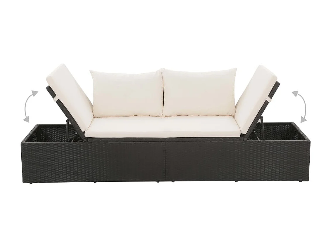 Canapé de jardin Noir 195x60 cm Résine tressée REO58596