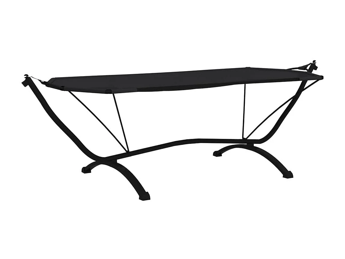 Canapé de jardin avec auvent Noir Acier et tissu Oxford REO84653