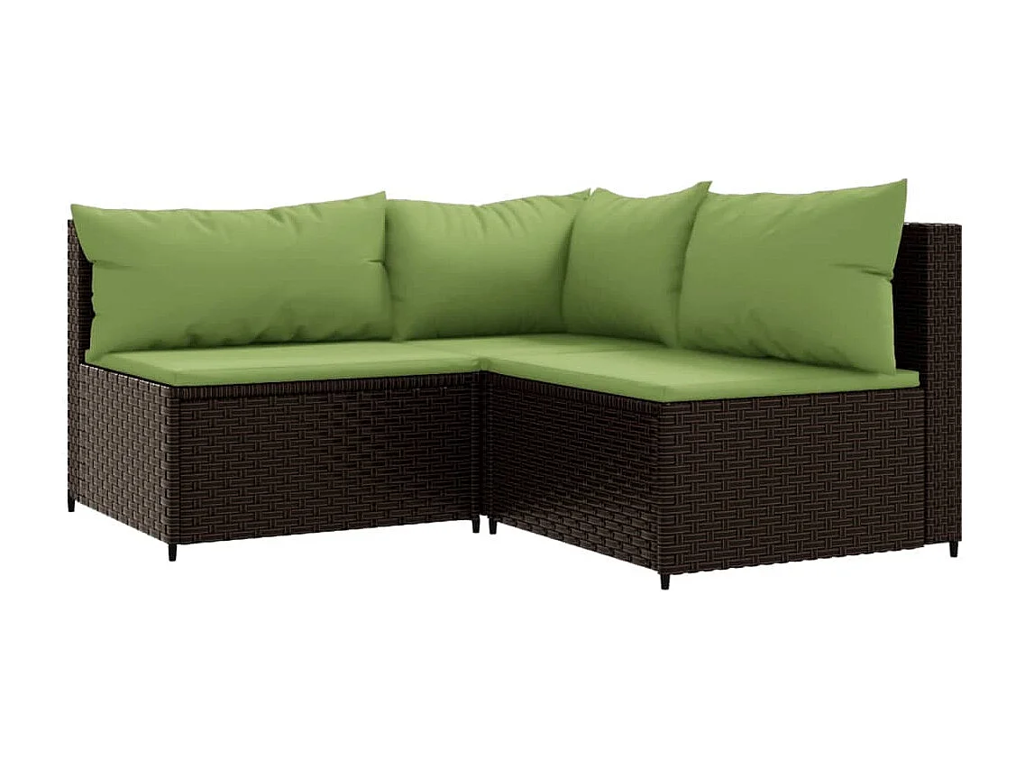 Salon de jardin 4 pcs avec coussins Marron Résine tressée REO55063