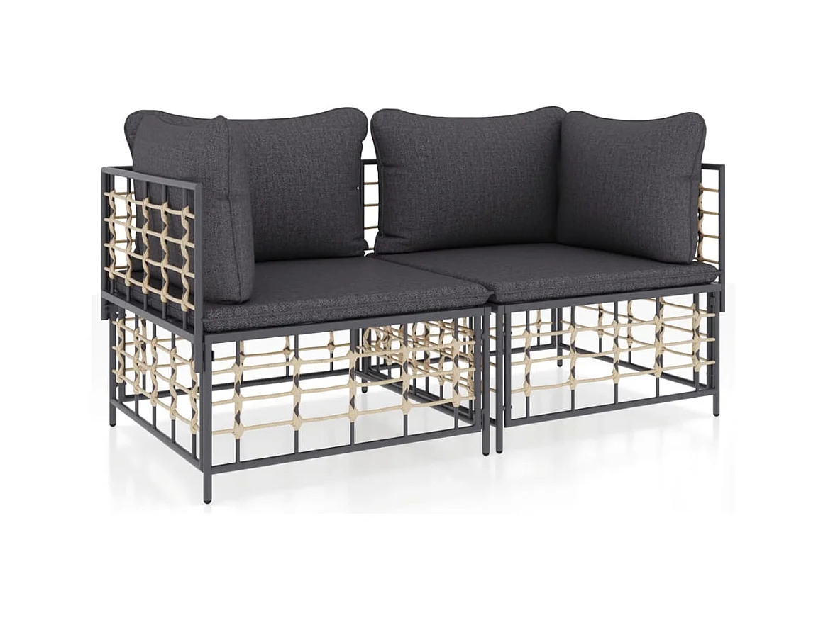 Hoekbanken sectioneel met kussens 2 st poly rattan NL633110