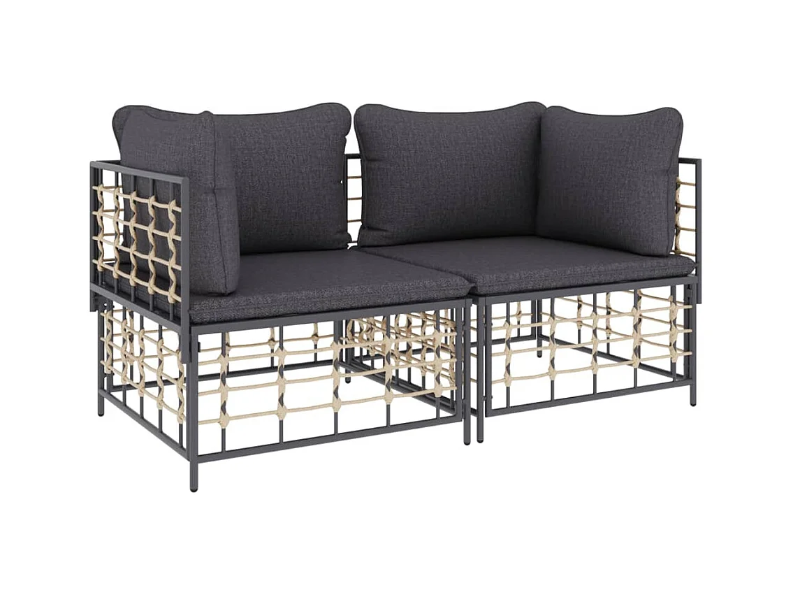 Hoekbanken sectioneel met kussens 2 st poly rattan NL633110