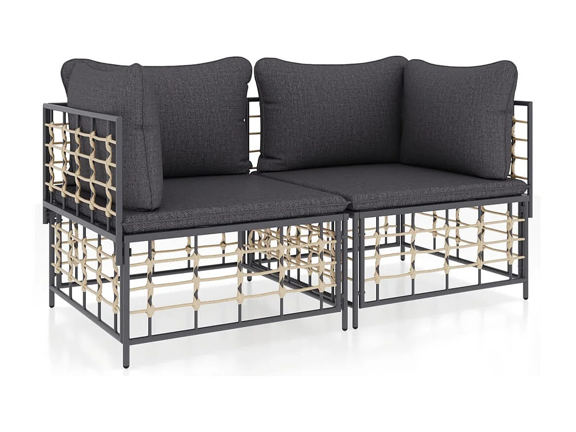 Canapés d'angle sectionnels avec coussins 2 pcs résine tressée REO52498