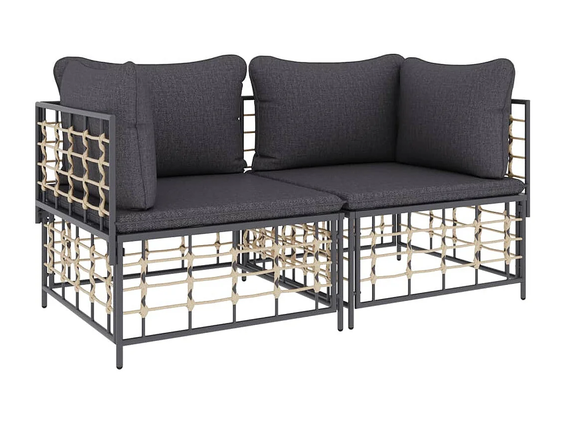 Canapés d'angle sectionnels avec coussins 2 pcs résine tressée REO52498