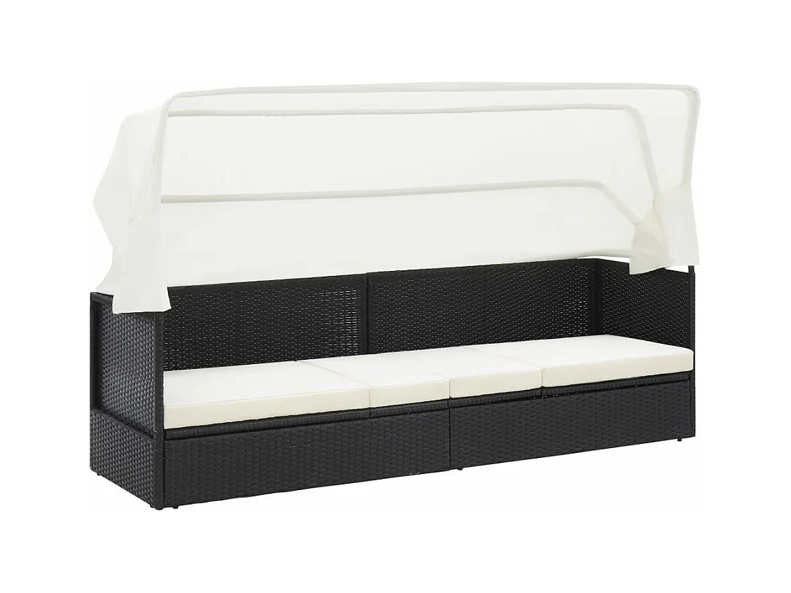 Canapé de jardin avec auvent Noir Résine tressée REO44772