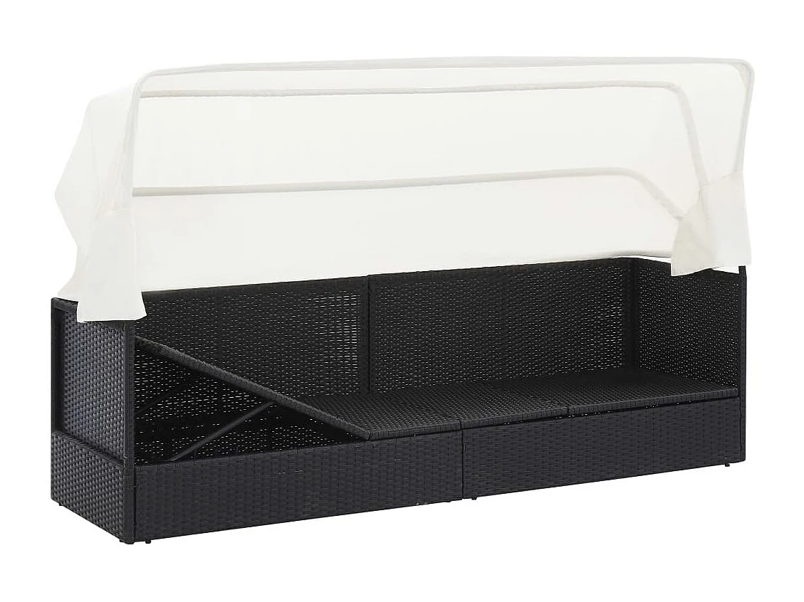 Tuinbank met luifel poly rattan zwart NL224110