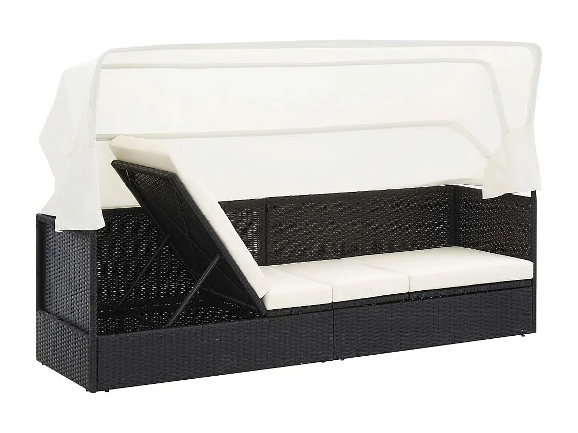 Tuinbank met luifel poly rattan zwart NL224110