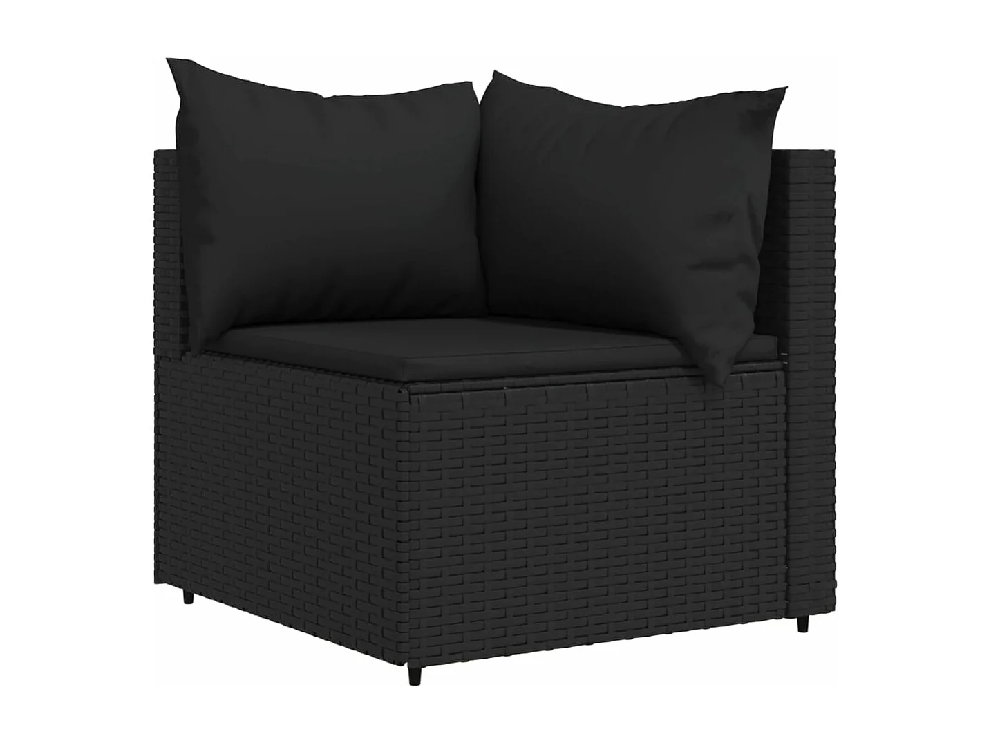 Canapés d'angle de jardin et coussins 2pcs Noir Résine tressée REO33660