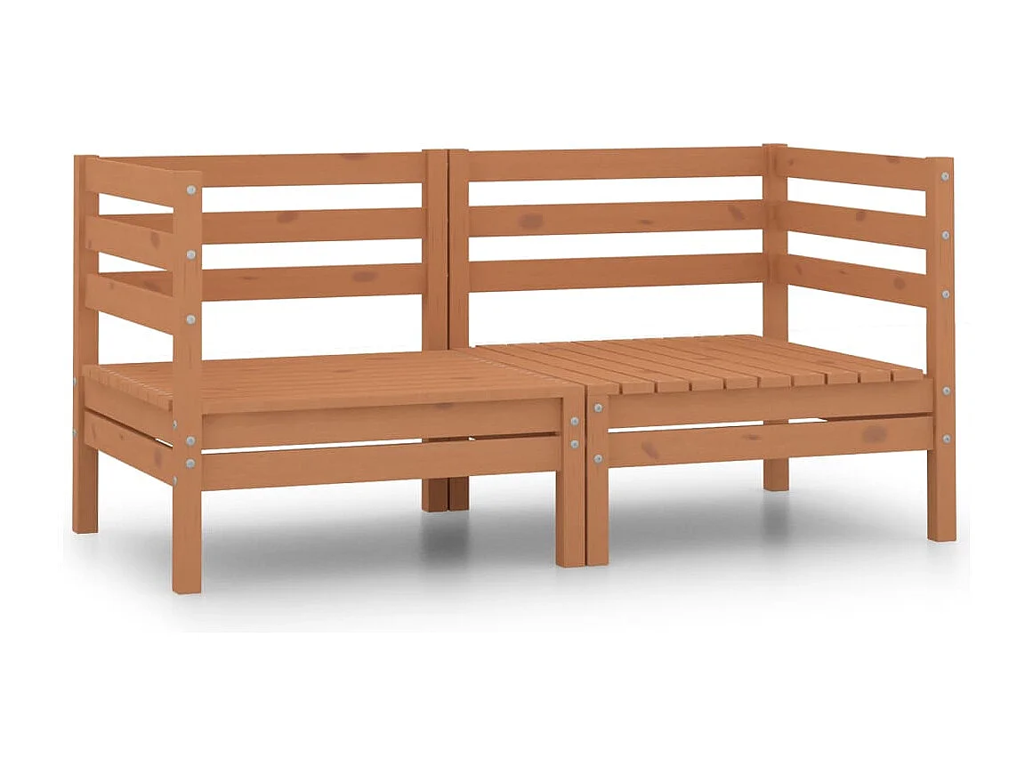Canapés d'angle de jardin 2 pcs Marron miel Bois de pin massif REO49013