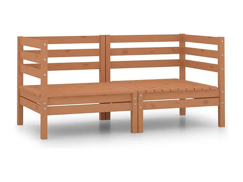 Canapés d'angle de jardin 2 pcs Marron miel Bois de pin massif REO49013