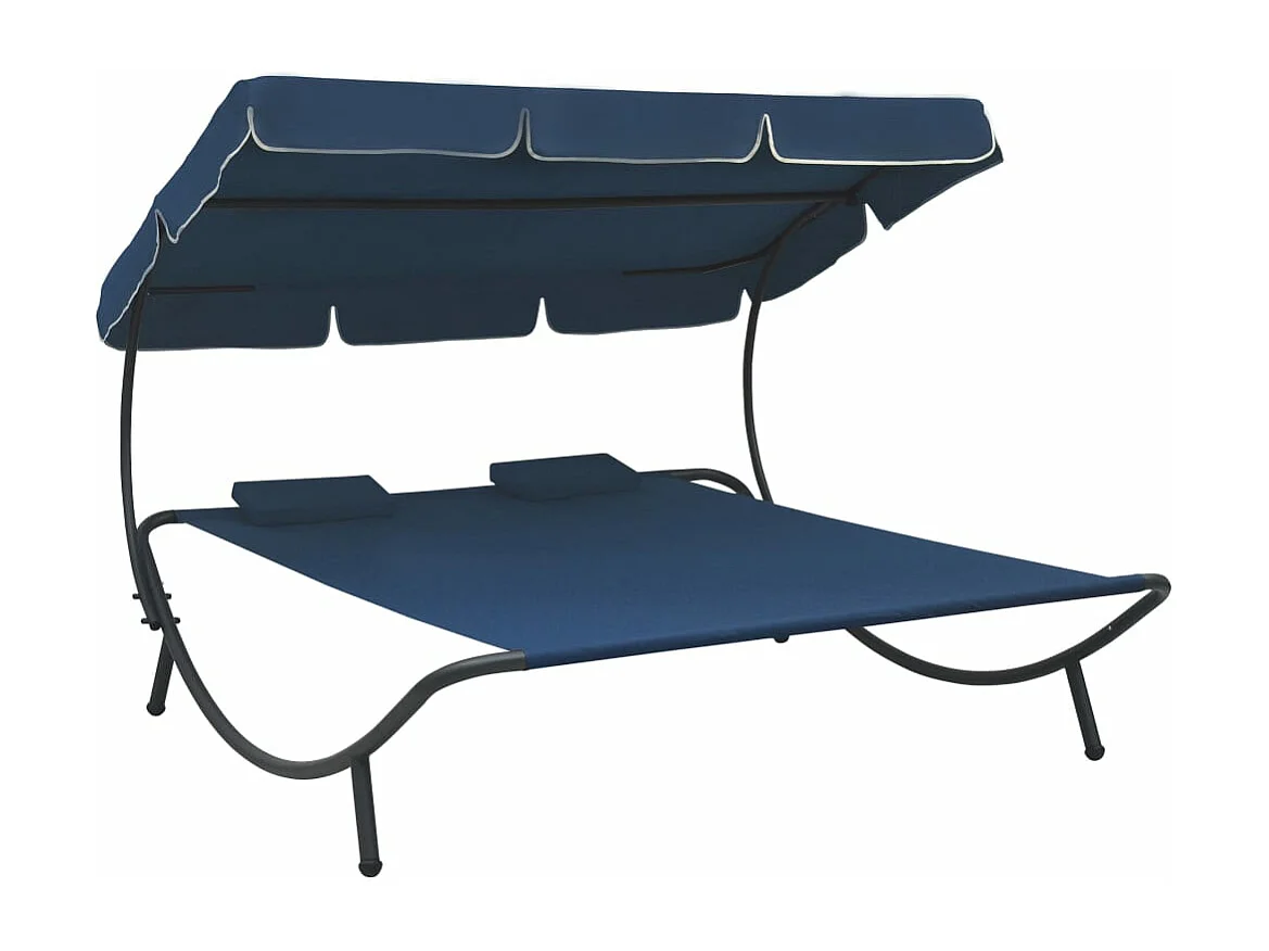 Canapé de jardin avec auvent et oreillers Bleu REO96925