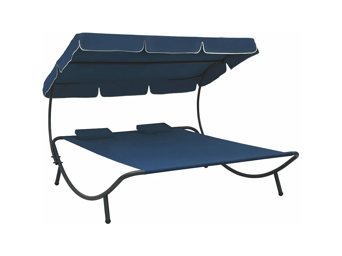 Canapé de jardin avec auvent et oreillers Bleu REO96925