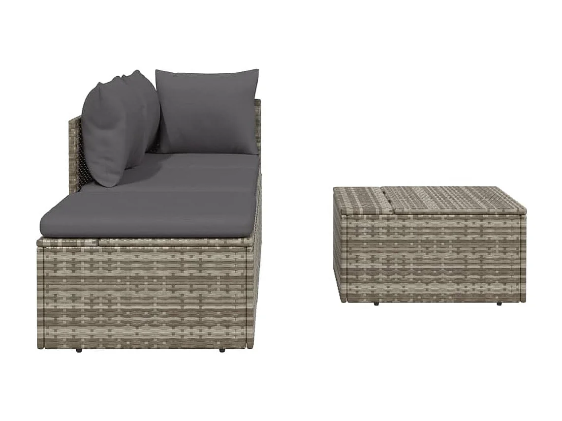 Salon de jardin 4 pcs avec coussins Gris Résine tressée REO92980