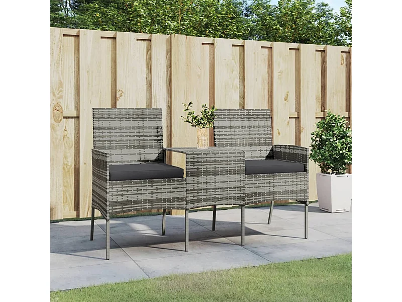 Tuinbank 2-zits met tafeltje poly rattan antracietkleurig NL281839