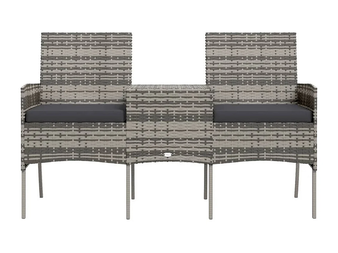 Canapé jardin 2 places et table basse Résine tressée Anthracite REO25654