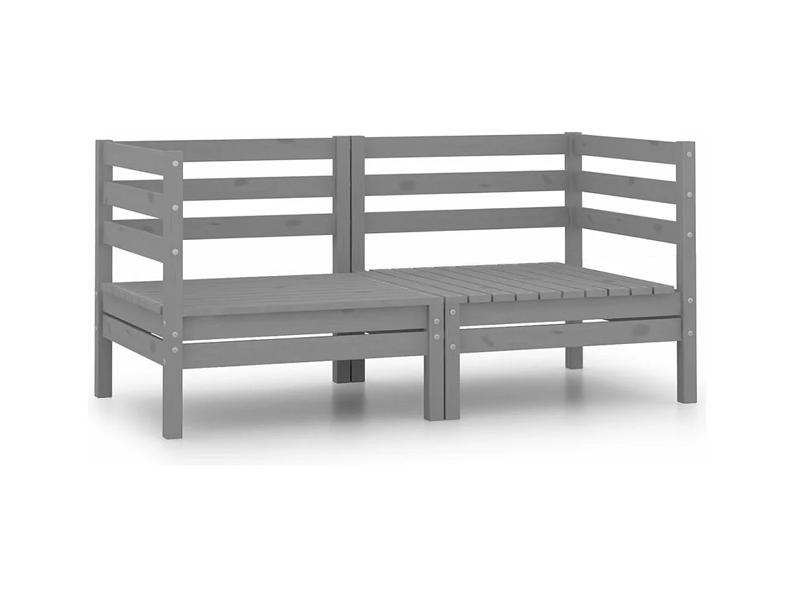 Canapés d'angle de jardin 2 pcs Gris Bois de pin massif REO60287