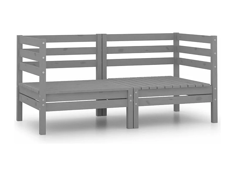 Canapés d'angle de jardin 2 pcs Gris Bois de pin massif REO60287