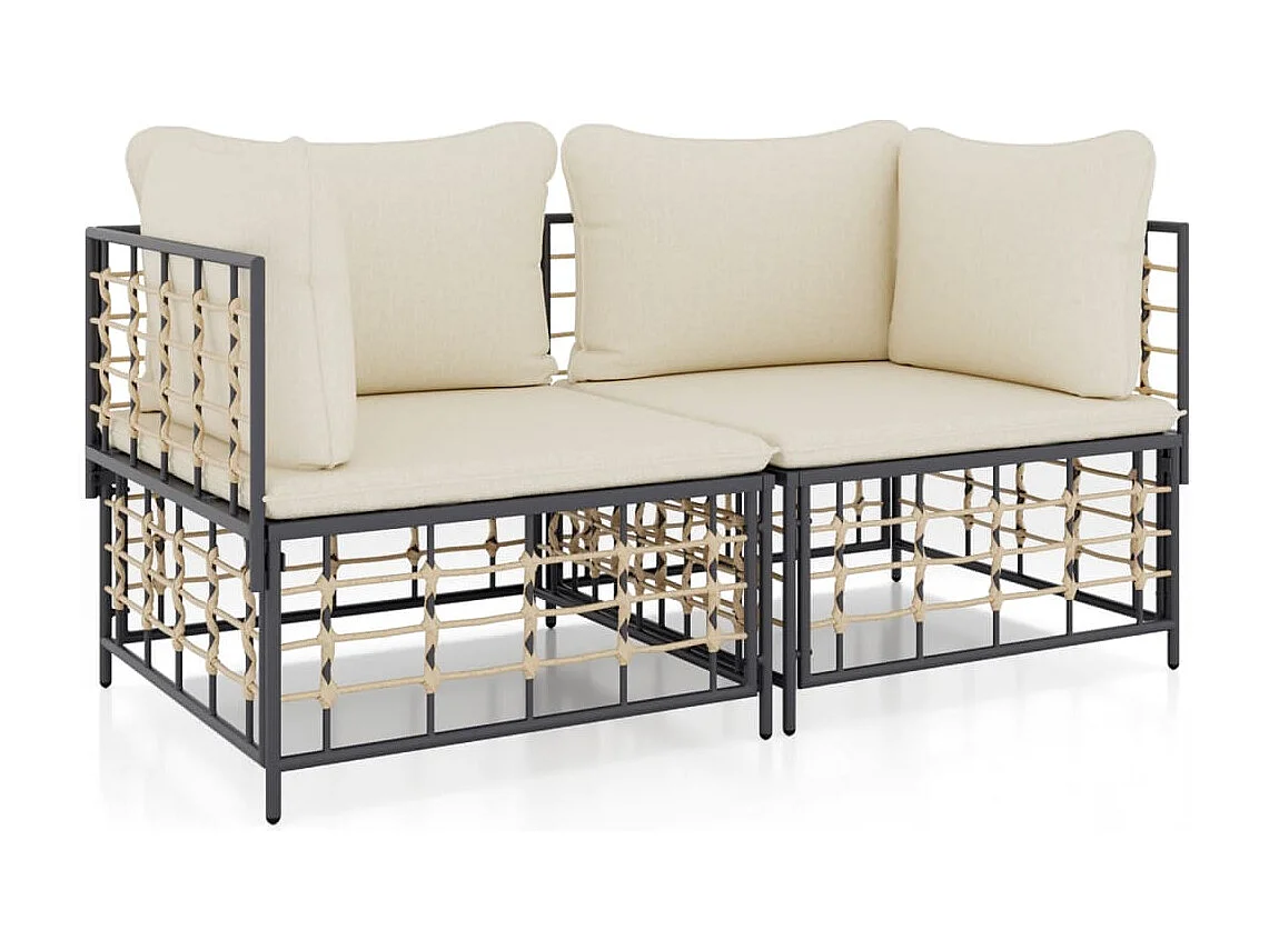 Canapés d'angle sectionnels avec coussins 2 pcs résine tressée REO37033