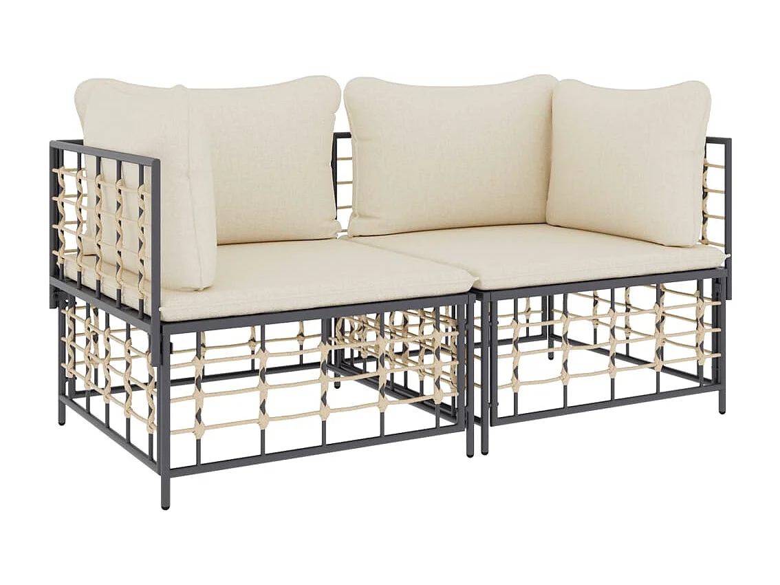 Canapés d'angle sectionnels avec coussins 2 pcs résine tressée REO37033