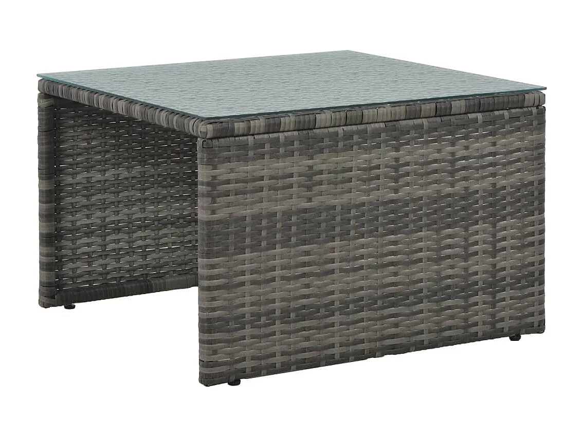 Salon de jardin 3 pcs avec coussins Résine tressée Gris REO36447