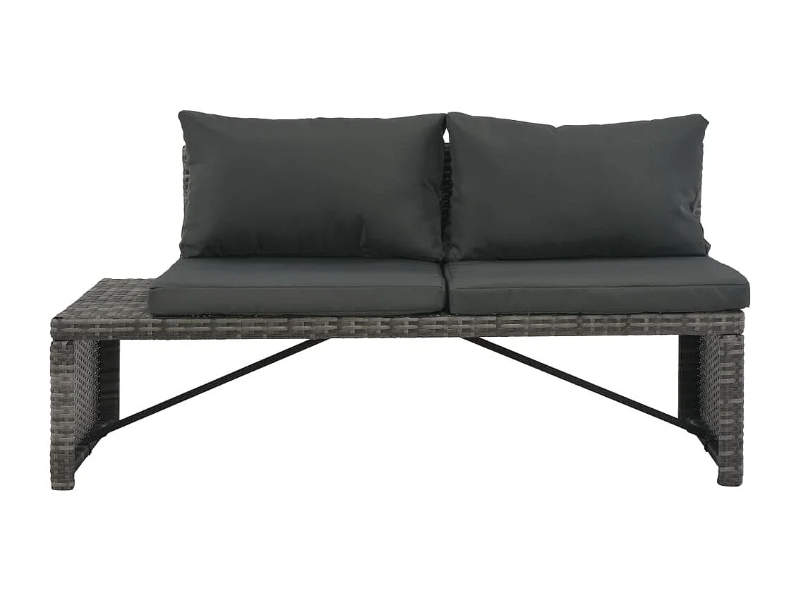 3-tlg. Garten-Sitzgruppe: Sofa + Tisch | Garten-Lounge-Set mit Polstern Poly Rattan Grau -GKD549636