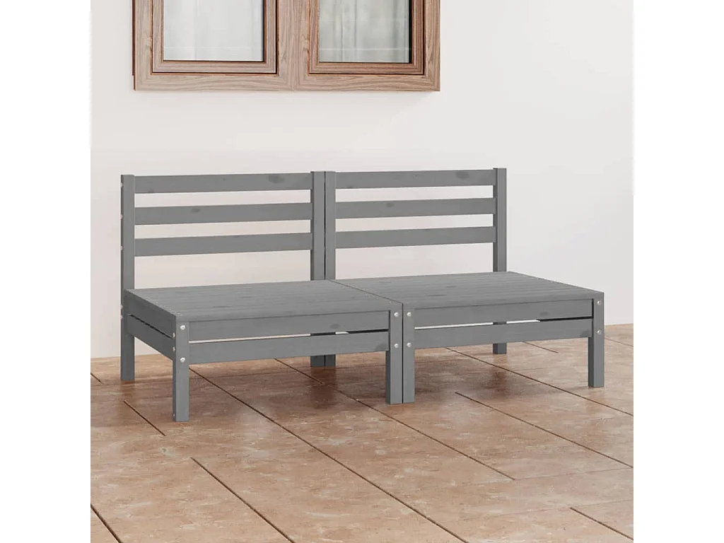 Tuinbank 2-zits massief grenenhout grijs NL845753