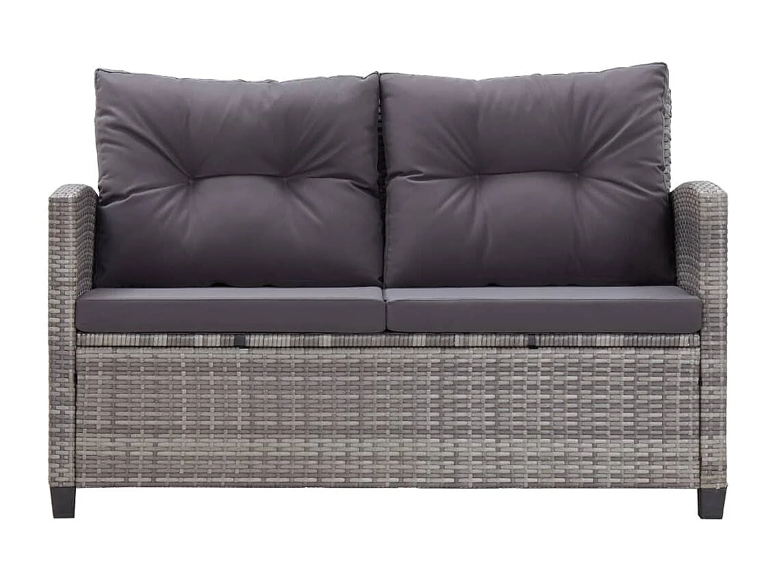 Tuinbank 2-zits met kussens 124 cm poly rattan grijs NL467740
