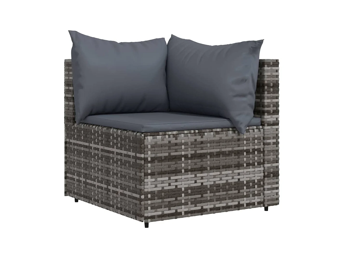 4-tlg. Garten-Sitzgruppe: Sofa + Tisch | Garten-Lounge-Set mit Kissen Grau Poly Rattan -GKD309987