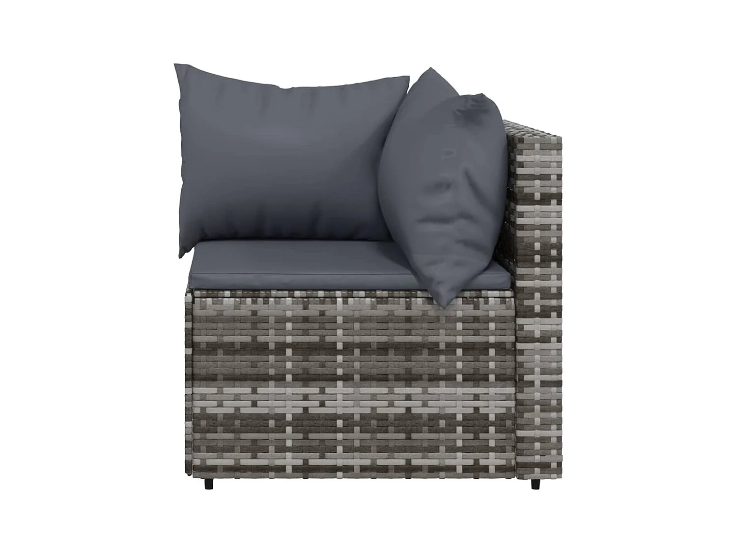 4-tlg. Garten-Sitzgruppe: Sofa + Tisch | Garten-Lounge-Set mit Kissen Grau Poly Rattan -GKD309987