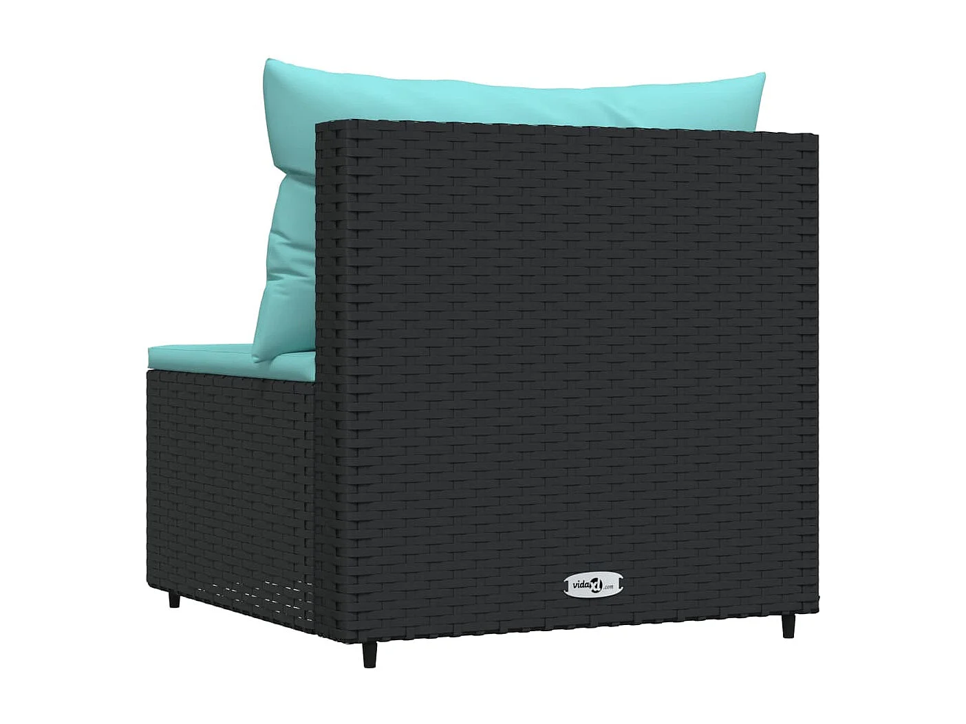 Canapé central de jardin avec coussins noir résine tressée REO28197