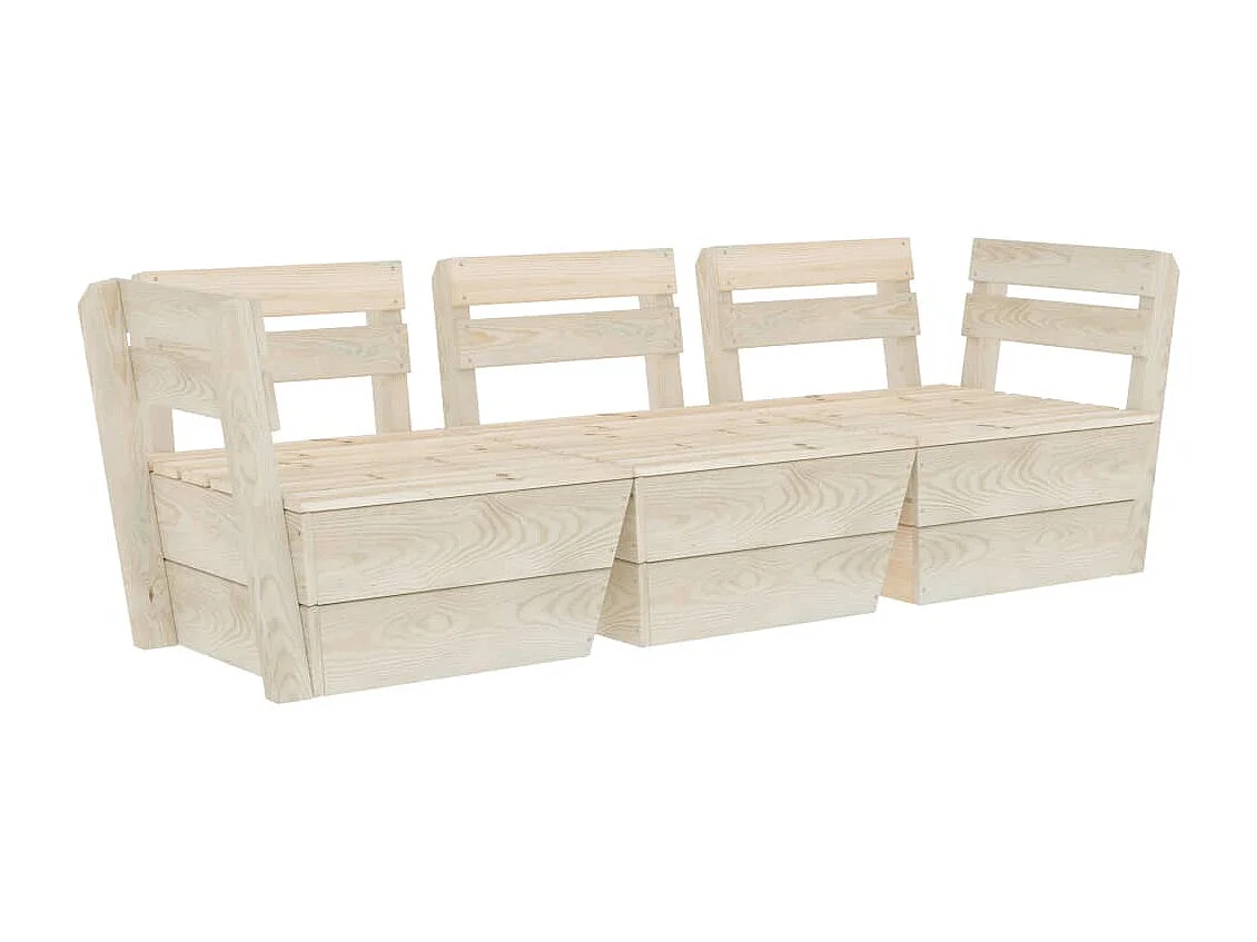 Canapé palette à 3 places de jardin Bois d'épicéa imprégné REO15735
