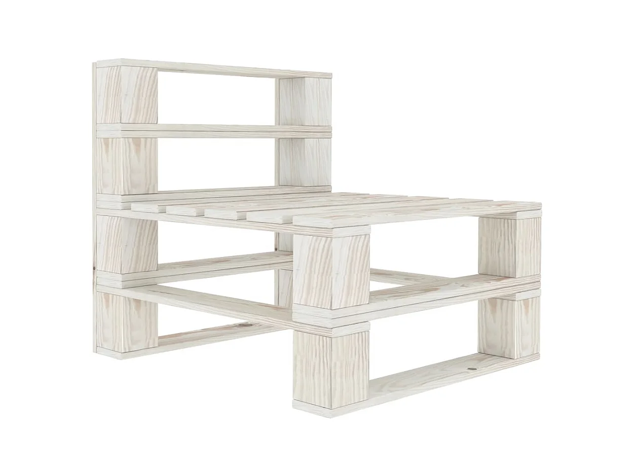 Canapé de milieu palette de jardin bois blanc REO98906