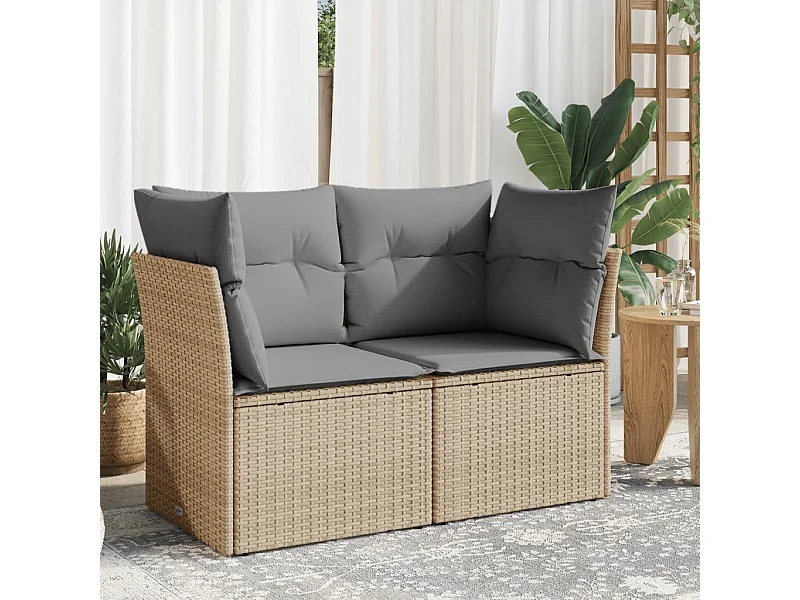 Sofá de jardín con cojines de 2 plazas ratán sintético beige KOW97547