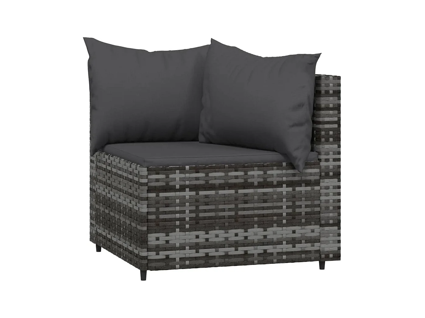 3-tlg. Garten-Sitzgruppe: Sofa + Tisch | Garten-Lounge-Set mit Kissen Grau Poly Rattan -GKD359474