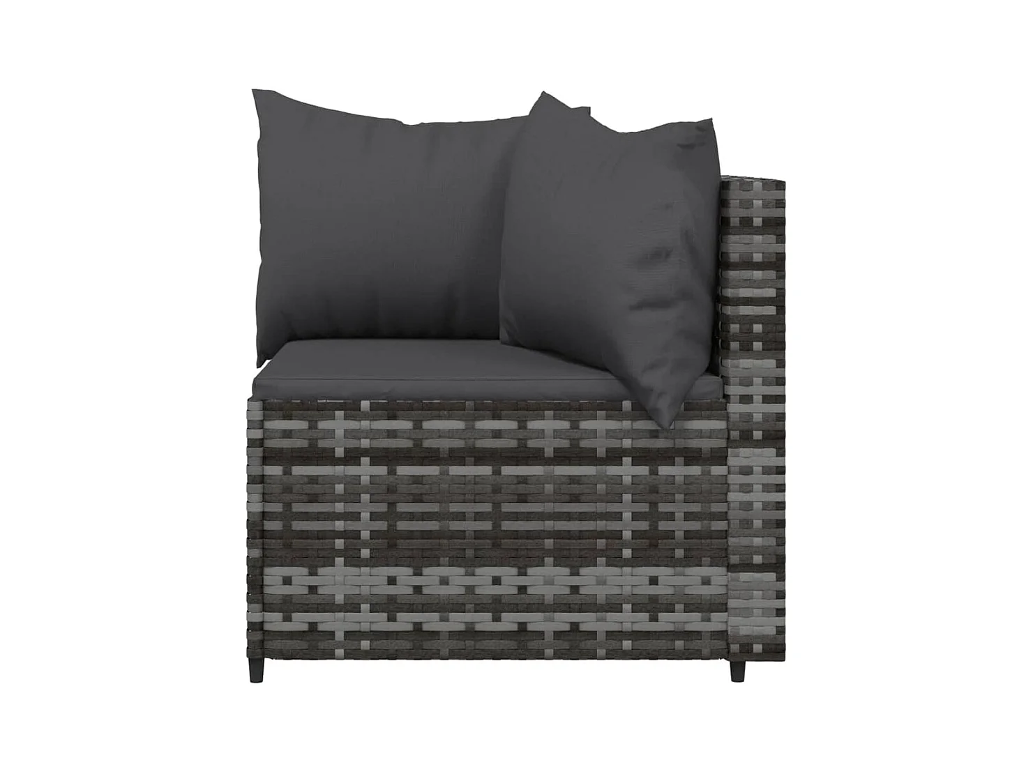 3-tlg. Garten-Sitzgruppe: Sofa + Tisch | Garten-Lounge-Set mit Kissen Grau Poly Rattan -GKD359474
