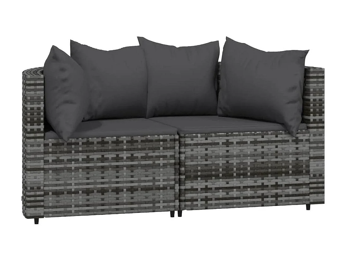 Salon de jardin 3 pcs avec coussins Gris Résine tressée REO87762