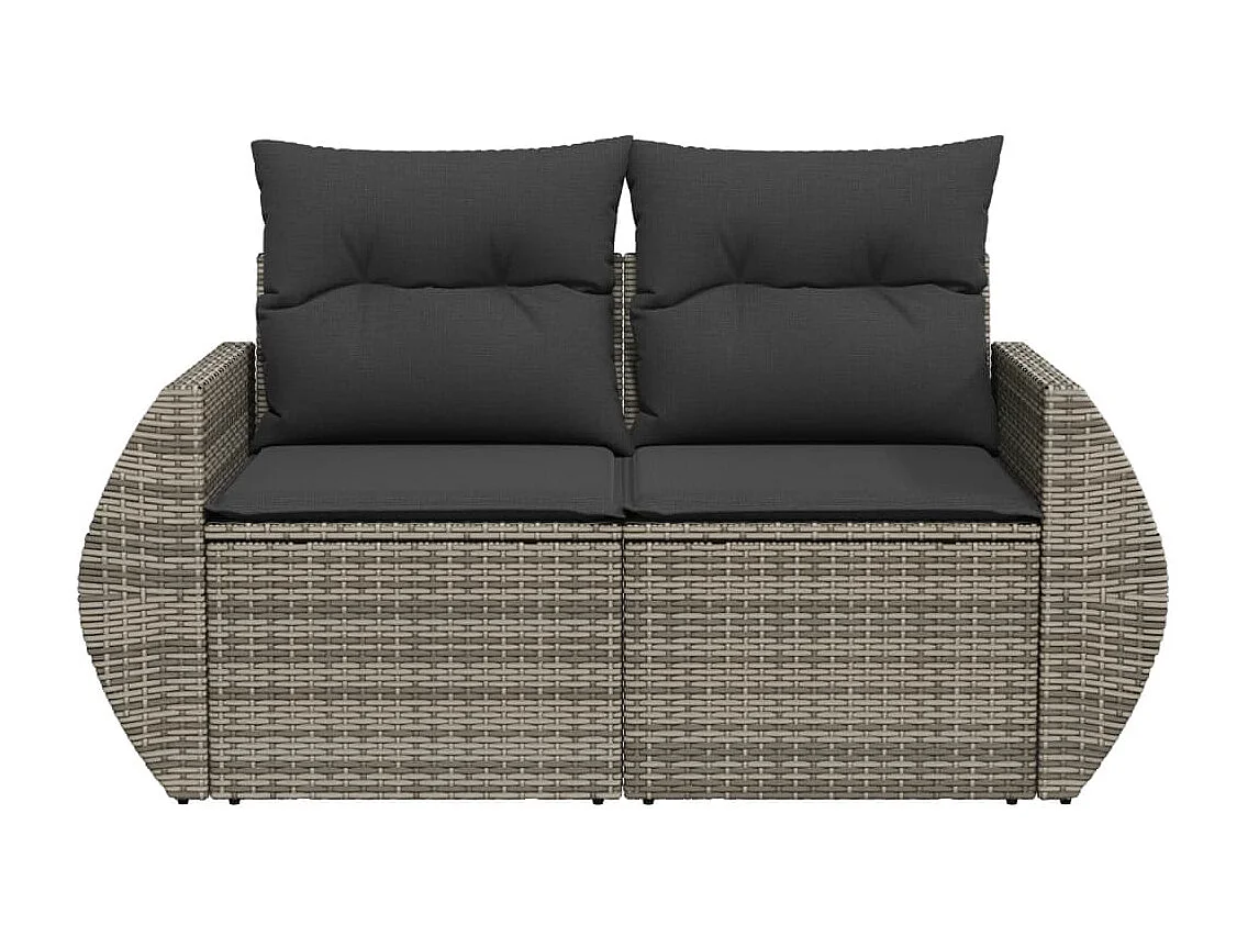 Tuinbank 2-zits met kussens poly rattan grijs NL299473