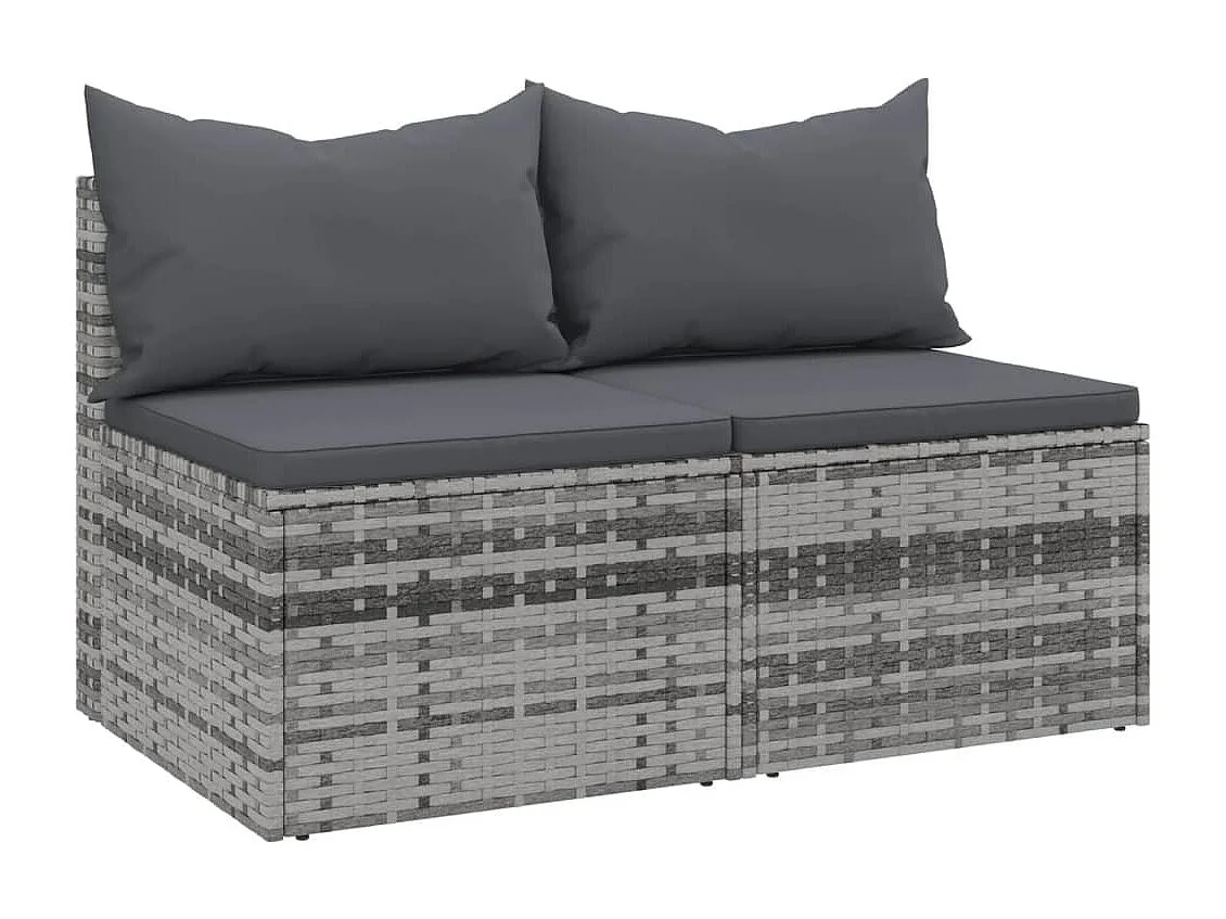 Canapés centraux de jardin et coussins 2pcs Gris Résine tressée REO91091