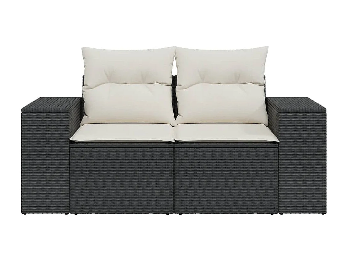 Canapé de jardin avec coussins 2 places noir résine tressée REO88275