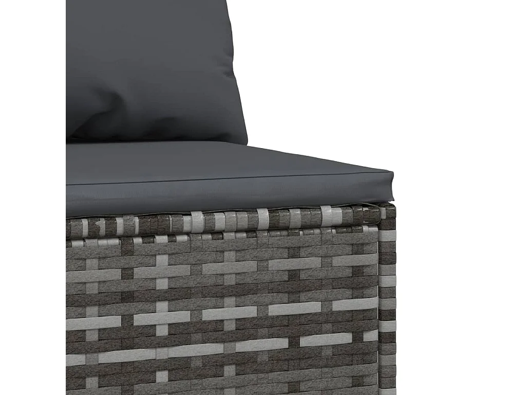 Tuinmiddenbank met kussens poly rattan grijs NL412829