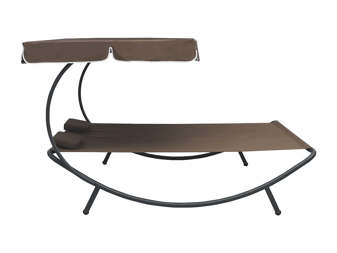 Canapé de jardin avec auvent et oreillers Marron REO54736