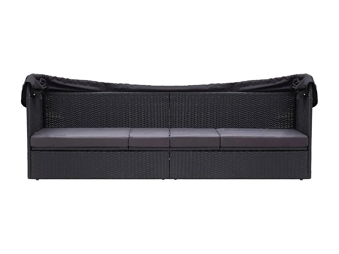 Canapé de jardin avec auvent Résine tressée Noir REO82759