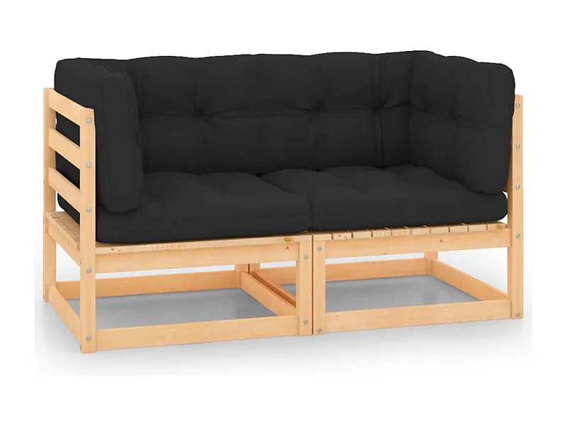 Canapés d'angle de jardin avec coussins 2 pcs Pin massif REO92539