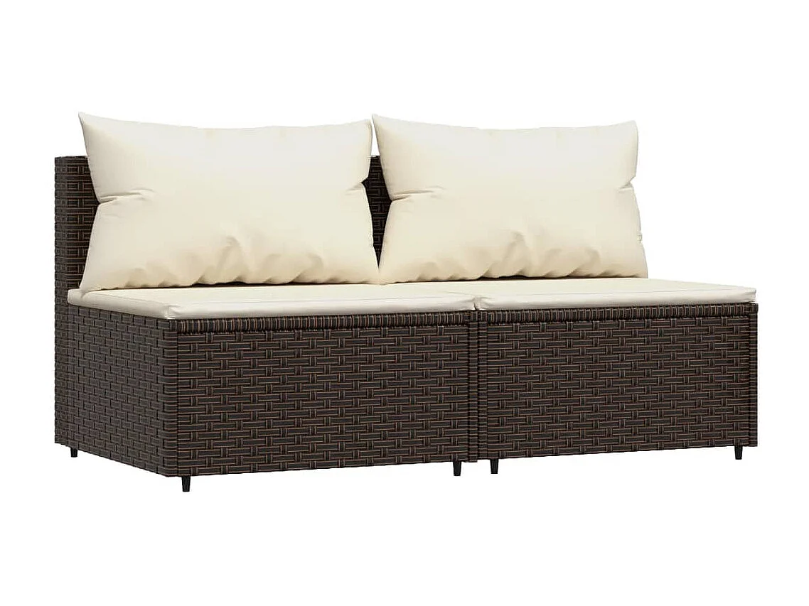 Canapés centraux de jardin coussins 2pcs marron résine tressée REO96870